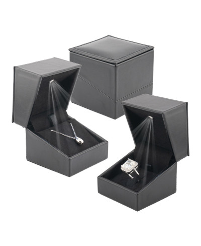 Astuccio con luce serie Modena nero 6X6X5cm multiuso anello + pendente