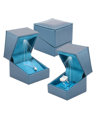 Astuccio con luce serie Modena ottanio 6X6X5cm multiuso anello + pendente