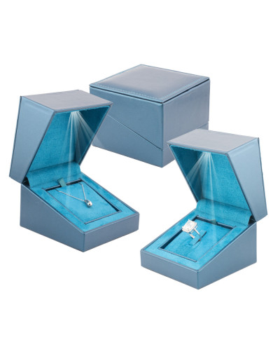 Astuccio con luce serie Modena ottanio 9X9X6cm multiuso anello + pendente