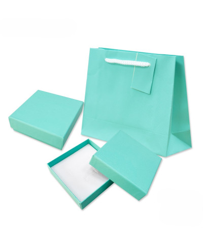 Astuccio In Cartoncino Serie RICCIONE 90x90x30mm + Shopper Turchese