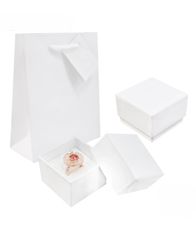 Astuccio In Cartoncino Serie AREZZO 55x55x40mm + Shopper Bianco