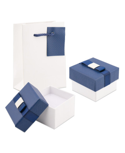 Astuccio In Cartoncino Serie CORTINA 50x50x35mm Shopper Abbinata Blu