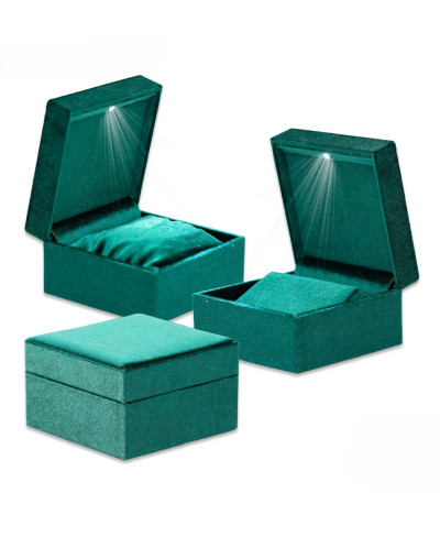 Astuccio Per Gioielli Con Luce Led Serie PISTOIA 100x100x65mm Cuscino + Collana Turchese