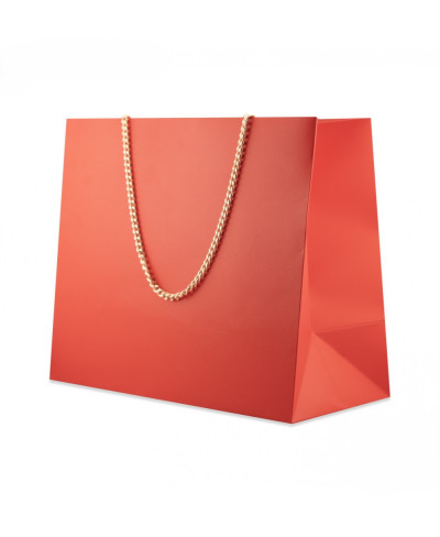 Busta Shopper Di Carta Con Catena Serie GINEVRA 26x22x12,5cm Rosso + Rosè
